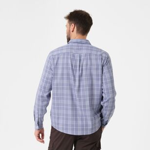 JC Lanyon Men's Jervis Poplin Check Long Sleeve Shirt Light Blue