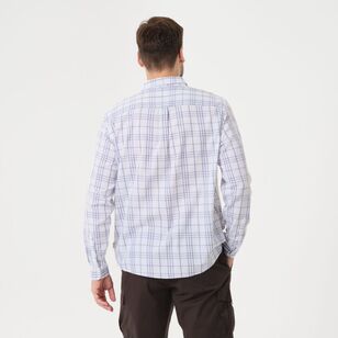 JC Lanyon Men's Jervis Poplin Check Long Sleeve Shirt White & Blue
