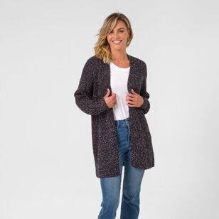 Khoko Collection Women's Speckle Cardigan Black & White