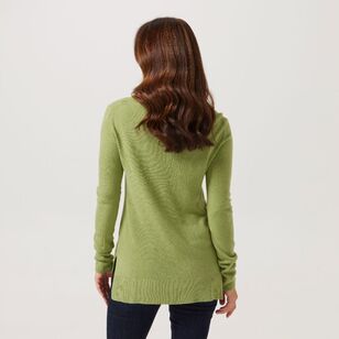 Khoko Collection Women's Soft Touch Cowl Neck Jumper Avocado