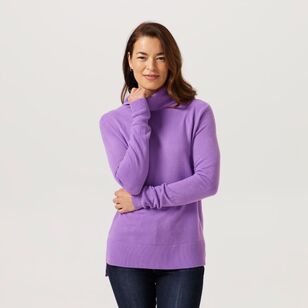 Khoko Collection Women's Soft Touch Cowl Neck Jumper Violet