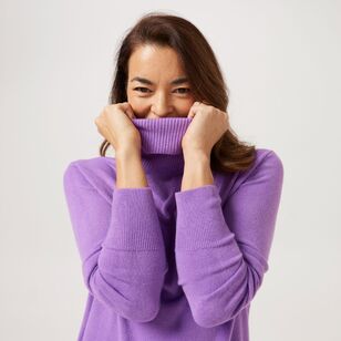 Khoko Collection Women's Soft Touch Cowl Neck Jumper Violet