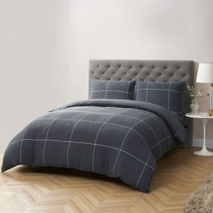 Elysian Waffle Check Quilt Cover Set Navy