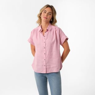 Khoko Collection Women's Linen Shirt Mid Pink