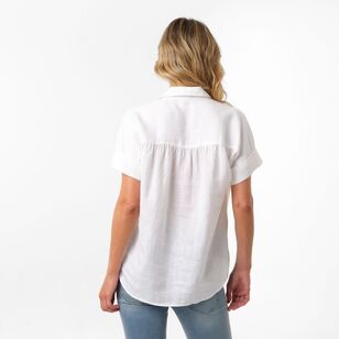 Khoko Collection Women's Linen Shirt White