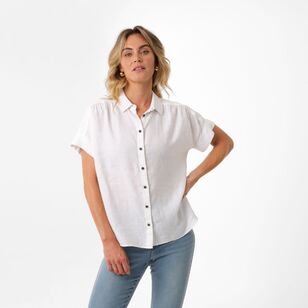 Khoko Collection Women's Linen Shirt White