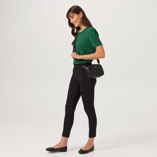 Khoko Smart Women's Jersey Puff Sleeve Top Green & Multicoloured