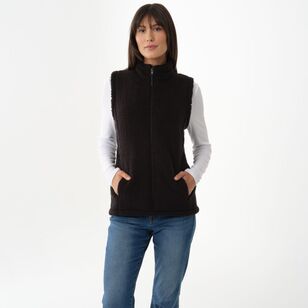 Khoko Collection Women's Sherpa Fleece Vest Black