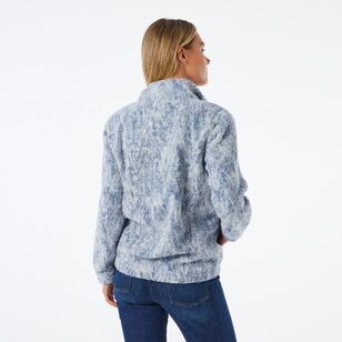 Khoko Collection Women's Animal Print Jacket Blue Marle