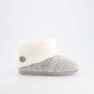 Sash & Rose Women's Maxine Knit Slipper Boot With Button Grey