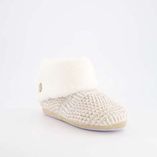 Sash & Rose Women's Maxine Knit Slipper Boot With Button Oatmeal