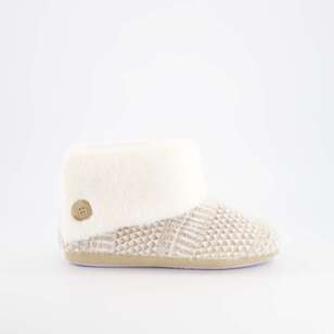 Sash & Rose Women's Maxine Knit Slipper Boot With Button Oatmeal