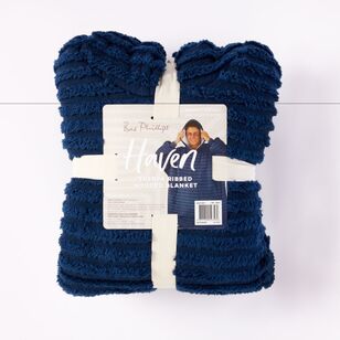 Bas Phillips Haven Ribbed Hooded Blanket Navy