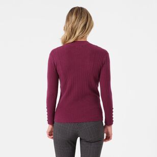 Khoko Smart Women's Mock Neck Sweater Bordeaux