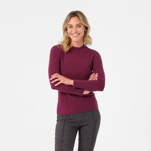 Khoko Smart Women's Mock Neck Sweater Bordeaux