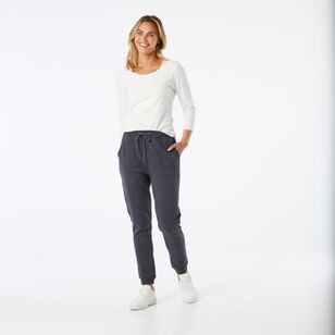 Khoko Collection Women's Brushed Fleece Jogger with Cuff Charcoal