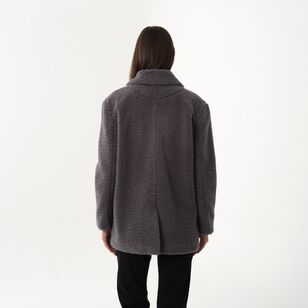 Khoko Collection Women's Teddy Coat Charcoal