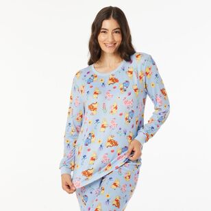 Disney Women's Winnie The Pooh Supersoft Long Sleeve Top Blue