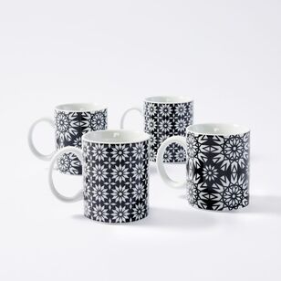 Soren Morocco Printed Mug 4 Pack Black