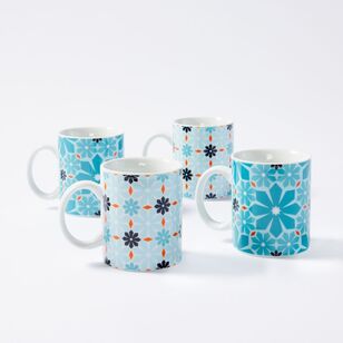 Soren Morocco Printed Mug 4 Pack Blue