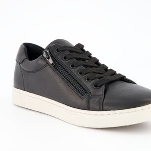 Natural Comfort Women's Mabel Casual Leather Sneaker with Zip Black