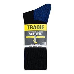 Tradie Black Men's Cotton Blend Work Sock 3 Pack Assorted