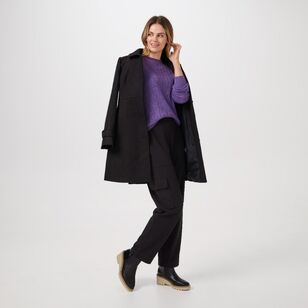 Leona Edmiston Ruby Women's Funnel Neck Pointelle Knit Violet