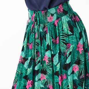 Khoko Collection Women's Tiered Crinkle Skirt Tropic