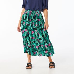 Khoko Collection Women's Tiered Crinkle Skirt Tropic