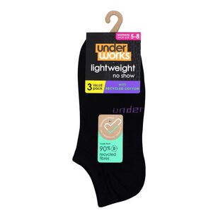 Underworks Women's Mesh Sneaker Sock 3 Pack Black