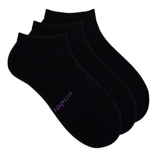Underworks Women's Mesh Sneaker Sock 3 Pack Black