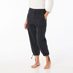 Khoko Collection Women's Cropped Lyocell Cargo Pant Black