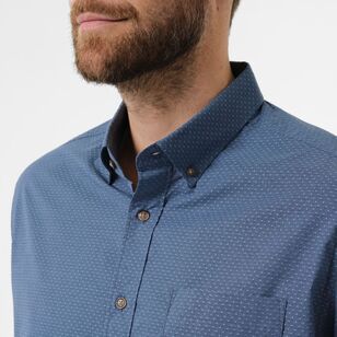 JC Lanyon Men's Hudson Diamond Stretch Short Sleeve Shirt Denim