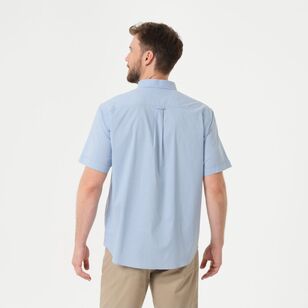 JC Lanyon Men's Hudson Diamond Stretch Short Sleeve Shirt Dust Blue