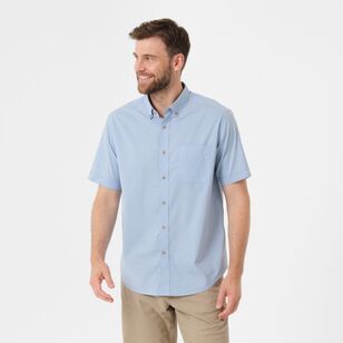 JC Lanyon Men's Hudson Diamond Stretch Short Sleeve Shirt Dust Blue