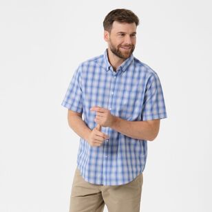 JC Lanyon Men's Gladstone Check Short Sleeve Shirt Blue