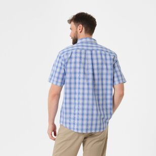 JC Lanyon Men's Gladstone Check Short Sleeve Shirt Blue