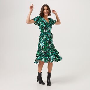 Jane Lamerton Women's Jersey Ruffle Midi Dress Botanic