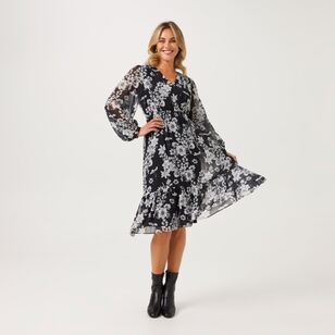 Khoko Smart Women's Mono Print Wrap Dress Bloom