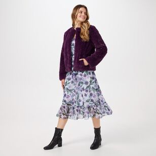 Leona Edmiston Ruby Women's Crop Fur Jacket Grape