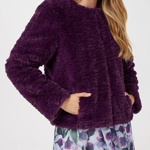 Leona Edmiston Ruby Women's Crop Fur Jacket Grape