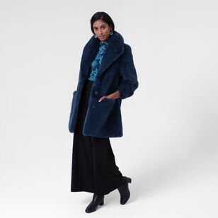Leona Edmiston Ruby Women's Mid Length Fur Coat Petrol