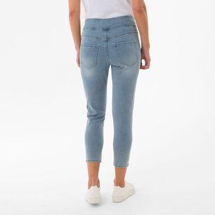 Khoko Collection Women's Jean Style 7/8th Jegging Light Wash