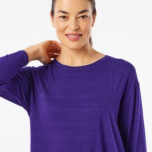 LMA Active Women's Slub Jersey 3/4 Sleeve Tee Purple
