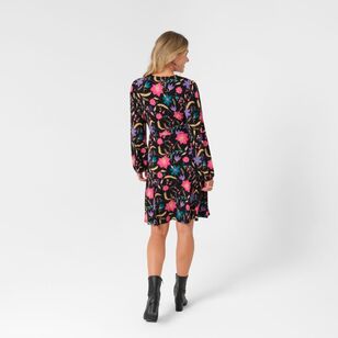 Khoko Smart Women's Jersey Long Sleeve Wrap Dress Floral Print