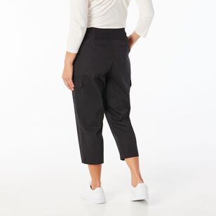Khoko Collection Women's Crop Pant with Comfort Waist Black