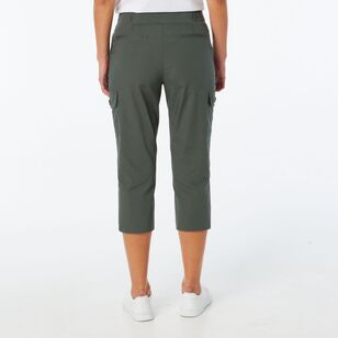 Khoko Collection Women's Crop Pant with Comfort Waist Forest