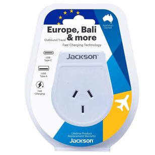 Jackson Outbound Slim USB-A/C Travel Adaptor EUR-BALI