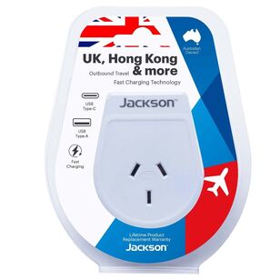 Jackson Outbound Slim USB-A/C Travel Adaptor UK-HK