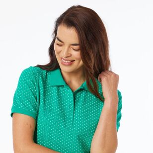 Khoko Collection Women's Spot Pique Polo Shirt Spot Spearmint